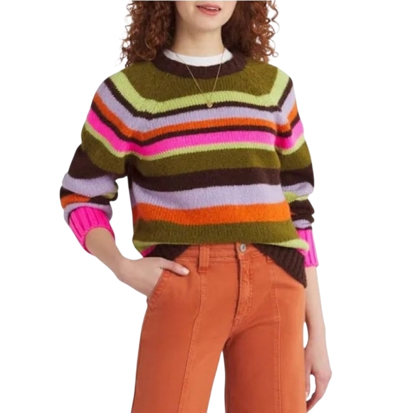 Velvet by Graham & Spencer Sweaters - VELVET by Graham & Spencer Nessie Alpaca Stripe Sweater Womens Multi Crewneck XS